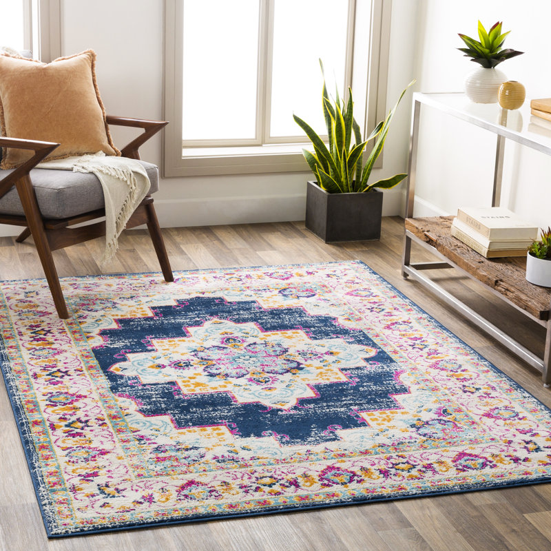Langley Street Fleeman Oriental Navy/Pink Area Rug & Reviews Wayfair